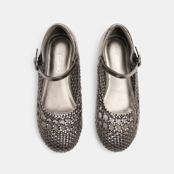 حذاء باليرينا مضفر باللون الرمادي للفتيات